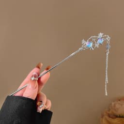 New Chinese Style Snake Shaped Moonstones Hairpin Fashion Metal Hanfu Hairpin Hair Chopsticks Headwear Hair Accessories Gift