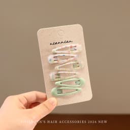 6Pcs/set New Preppy Style Floral Plaid BB Hair Clips Pastel Blue Non-slip Hair Accessories for Girls Toddler Kids Daily Wear