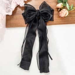 1pc Elegant Organza Bow Cute Hair Clip Large Ruffled Tulle Hair Accessory Satin Tassels Perfect Gothic Vintage Hairstyles Events