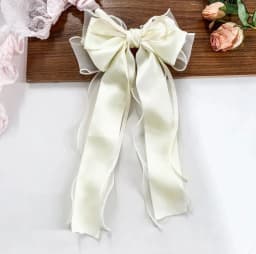 1pc Elegant Organza Bow Cute Hair Clip Large Ruffled Tulle Hair Accessory Satin Tassels Perfect Gothic Vintage Hairstyles Events
