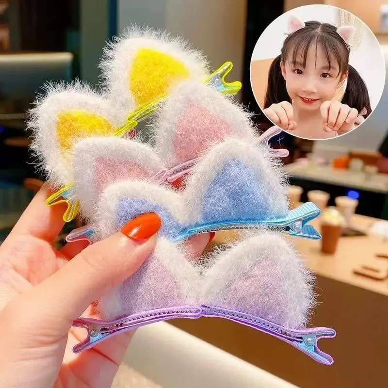 Plush Cat's ears (Steamed cat-ear shaped bread) children's hair clip cute cartoon stereo clip little girl's hair clip clip Korea