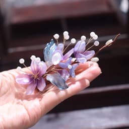 Retro Hairpins Purple Flower Chinese Hanfu Hair Accessories For Women Fairy Pearl Hair Clips Forks Vintage Wedding Hair Jewelry