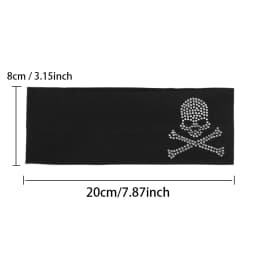 Women's Fashion Plain Headbands SKull Design Rhinestones Elastic Black Y2K Headband for Girls Casual Hair Bands Accessories