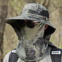 Summer Women Men Hiking Fishing Boonie Hat Outdoor Sport Sun UV Protection Neck Face Camouflage Adjustable Bucket Caps and Mask