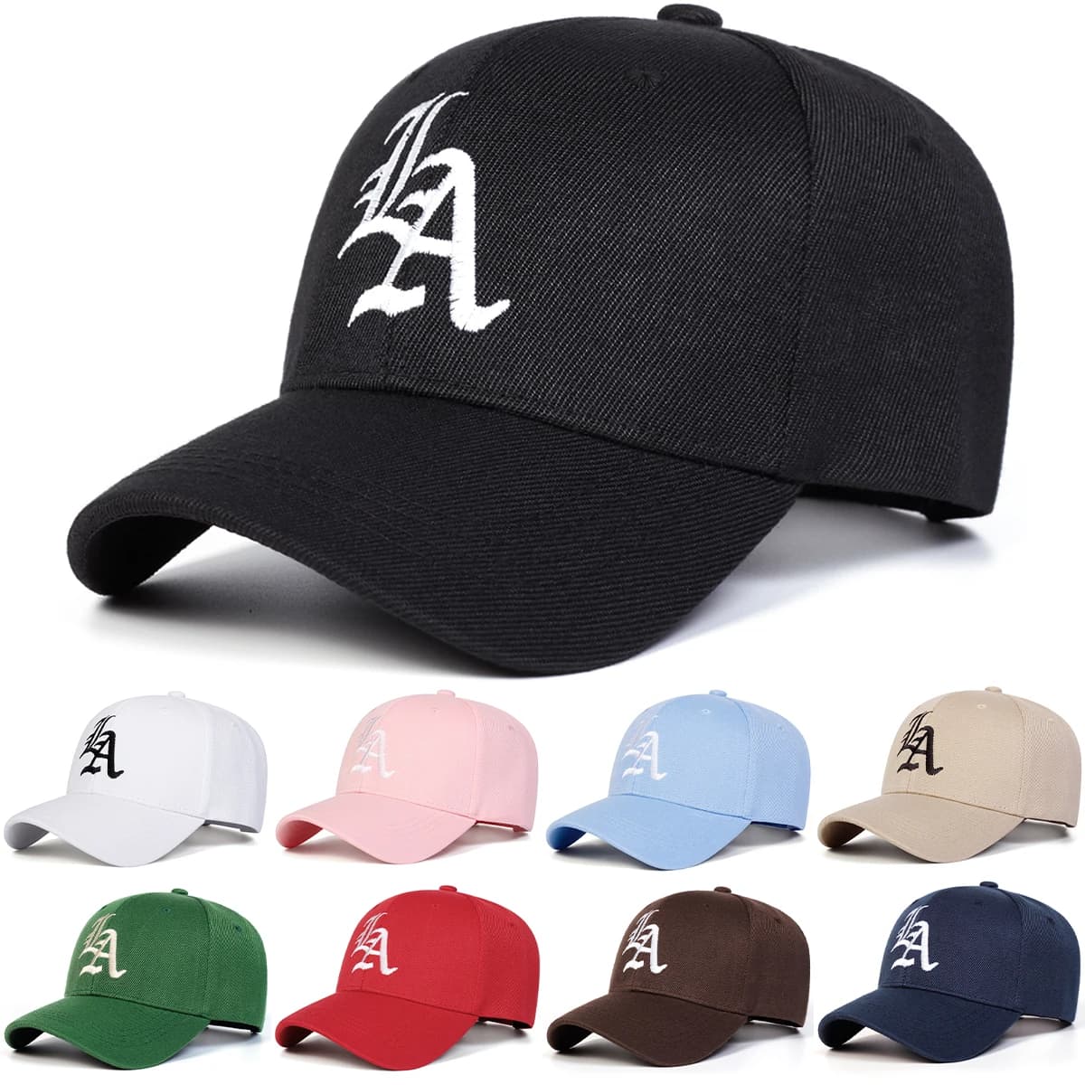Unisex Gothic LA Embroidery Baseball Caps Spring Autumn Outdoor Adjustable Casual Hats Sunscreen Hat Sports Cap