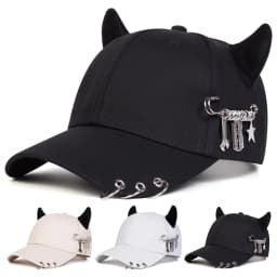 European and American Personalized Metal Hoop with Horn-Shaped Metal Decoration Pin for Street Fashion Baseball Cap