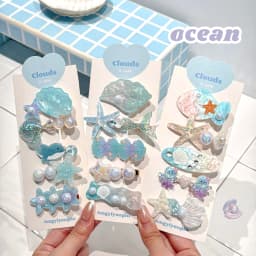 5/20 Pcs beach vacation style acrylic shell conch hair clip set with side clip and sweet duckbill clip