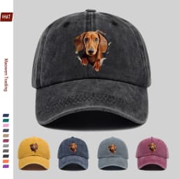 1pc Cute Dachshund Peeking Through Hole Baseball Cap | Adjustable Buckle, Lightweight Polyester, Ideal For Dating, Fishing, Trav