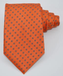 New Classic Men's Tie Solid Checks Orange Green JACQUARD WOVEN Handmade Silk Men's Tie Necktie