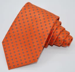 New Classic Men's Tie Solid Checks Orange Green JACQUARD WOVEN Handmade Silk Men's Tie Necktie