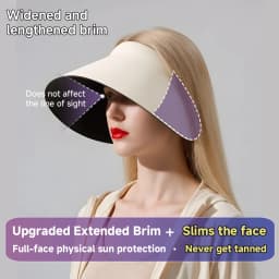 Summer New Seamless Sun Hat with UV Protection for Women, Featuring A Large Brim and An Empty Top for Shade