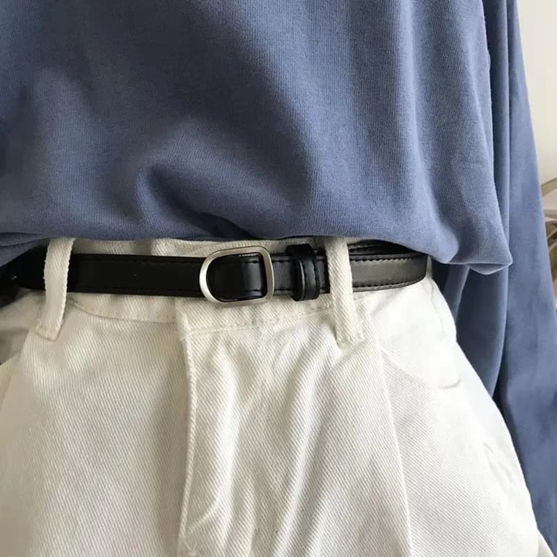 Lazy Belt Casual Simple Perforated Women'S Belt Paired With Jeans Men'S Belt Pu Leather Belt