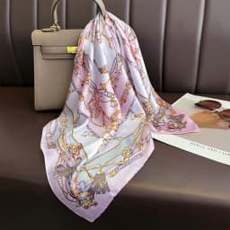 Luxury Brand 2025 Chain Print Square Silk Scarf for Women Hijab Hair Bands 70cm Neckerchief Female Satin Shawl Ribbon Headband