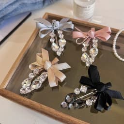 1 Pcs Women's Hair Clip Korean Rhinestone Bow Fabric Simple Fashionable Versatile Hair Pins Sweet Cute Hair Accessories For Girl