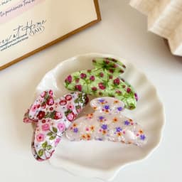 1/3pcs New printed acrylic clip with retro floral beauty, shark clip with fashionable and elegant hair style