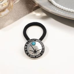 Boho Vintage Silvery Metal Hair Ties Ponytail Holder Ethnic Turquoise Black Elastic Bands Rope Scrunchie Women Hair Accessories