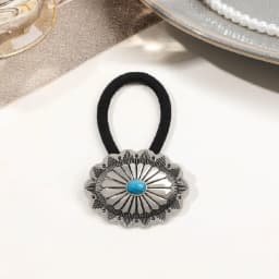 Boho Vintage Silvery Metal Hair Ties Ponytail Holder Ethnic Turquoise Black Elastic Bands Rope Scrunchie Women Hair Accessories