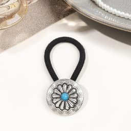 Boho Vintage Silvery Metal Hair Ties Ponytail Holder Ethnic Turquoise Black Elastic Bands Rope Scrunchie Women Hair Accessories