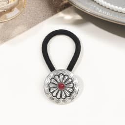Boho Vintage Silvery Metal Hair Ties Ponytail Holder Ethnic Turquoise Black Elastic Bands Rope Scrunchie Women Hair Accessories