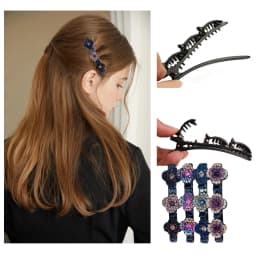 4pcs New Korean Style Hairpin Side Clip Flower Rhinestones Sweet And Girl Lovely Bangs Hairpin Elastic Duckbill Clip.