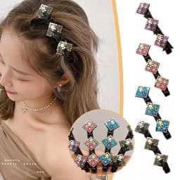 4pcs New Korean Style Hairpin Side Clip Flower Rhinestones Sweet And Girl Lovely Bangs Hairpin Elastic Duckbill Clip.