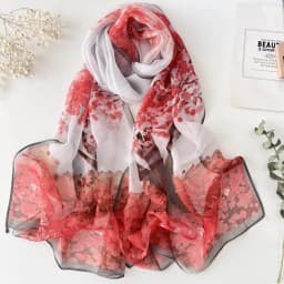 160x50cm Autumn Birch Forest Scarf Women Artistic Oil Painting Print Soft Georgette Shawl Long Neck Wrap Nature Scenery Sunscree