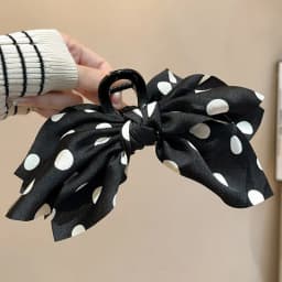 French Elegant Hair Claw Crabs For Women Polka Dot Fashion Bow Hair Clip Retro Head Shark Clip Luxury Hair Accessories