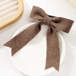 1pc Autumn and Winter Simple Woolen Knit Dovetail Bow Streamer Hair Claw Clip Hair Ornament is suitable for women to wear