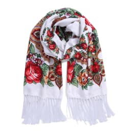 Women Luxury Floral Printed Russian Scarf Ukrainian Fringed Scarves Babushka Handkerchief Head Wraps Travel Shawl