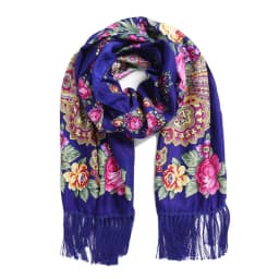Women Luxury Floral Printed Russian Scarf Ukrainian Fringed Scarves Babushka Handkerchief Head Wraps Travel Shawl