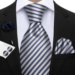 Luxury Mens Purple Yellow Grey Ties Floral Ties Plaid Striped NeckTie Pocket Square Cufflinks Brooch Set Men's Wedding Party Tie