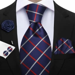 Luxury Mens Purple Yellow Grey Ties Floral Ties Plaid Striped NeckTie Pocket Square Cufflinks Brooch Set Men's Wedding Party Tie