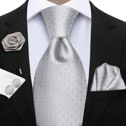 Luxury Mens Purple Yellow Grey Ties Floral Ties Plaid Striped NeckTie Pocket Square Cufflinks Brooch Set Men's Wedding Party Tie