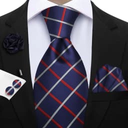 Luxury Mens Purple Yellow Grey Ties Floral Ties Plaid Striped NeckTie Pocket Square Cufflinks Brooch Set Men's Wedding Party Tie
