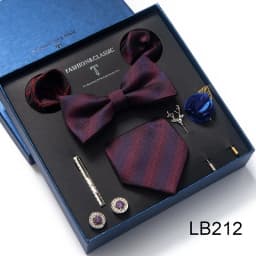 High Quality Tie Set Luxury Gift Box Silk Necktie Set 8 cm Festive Present Cravat Pocket Squares Blue Holiday Gift