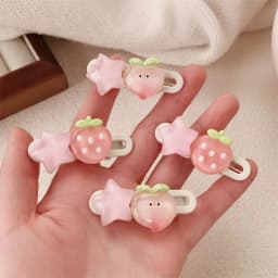 2Pcs Cute Fruits Hair Clip Star Duckbill Clip Sweet Girl Hair Pin Bangs Side Clip Woman Headwear Barrette Hair Accessories