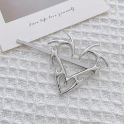 Hip Hop Metal Love Heart Hairpins Korean Trendy Cool Girls Side Clip Women Geometric Unique Design Silver Color Brarrettes