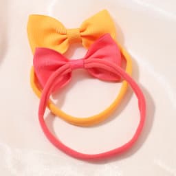 6Pcs/set Solid Color Grograin Ribbon Bowknot Headband For Girls New Headwear Elastic Hair Bands Infant Kids Hair Accessories