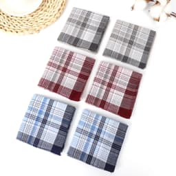 6Pcs Pure Cotton Handkerchief Men's Plaid Classic Wipe Sweat Business Breathable Sweat