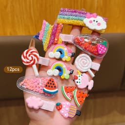 12 Rainbow Fruit Hair Clips Cute BB Hair Clips Headwear Clips Suitable for Daily Use Headwear