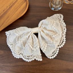 Elegant White Lace Embroidery Bow Hair Clip New High-end Hair Accessory for Women, Half Up Hair Clip for Women Back Head
