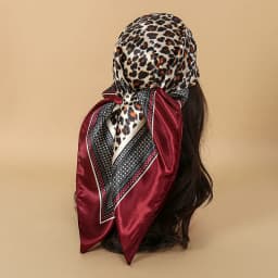 90cm Leopard Print Square Scarf Satin Silk Headband Bandana Woman Hijab Lady Fashion Hairwrap Rock Style Headscarf Islim Turban