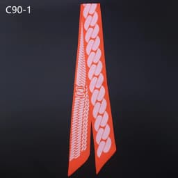 French New Geometric Chain Twill Silk Scarf Women's Tie Bag Handle Ribbon Headband Scarf Wholesale 5 * 90cm