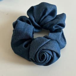 Rose Flower Denim Hair Scrunchies Elastic Hair Bands Women Girls Blue Ponytail Holder Hair Ties Ropes Hair Accessories