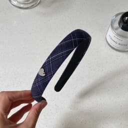 1PC Navy Blue Plaid Hair Headbands With Heart Decor, Stylish Hair Accessories For Women, Cute Hairbands For Daily And Party Wear