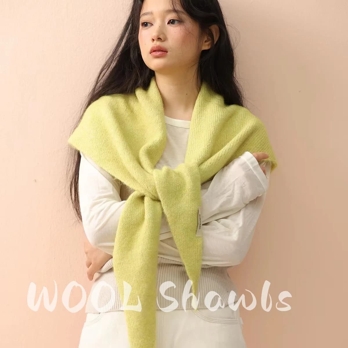 Wool Winter Scarf For Women Warm triangle Knit Scarves Hijab Solid Lady Shawl Wrap Female Pashmina Bandana Head Scarfs New