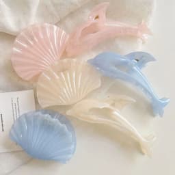 Elegant Acetate Hair Claw Clip Dolphin Shell Series Jelly Color Back Head Headwear Hair Claw Gift