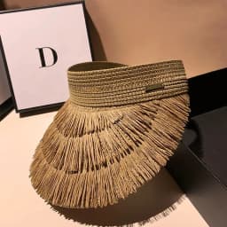 New Designer Fashion Brand Sun Fringe Straw Hat Women's Summer Empty Top Sun Hat Outdoor Parma UV Protection Beach Sun Hat
