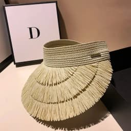 New Designer Fashion Brand Sun Fringe Straw Hat Women's Summer Empty Top Sun Hat Outdoor Parma UV Protection Beach Sun Hat