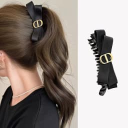 1/2pcs Elegant Fabric Bow Banana Clip for Woman Korean Style Ponytail Clip Fashion Girl's Back of The Head Hair Clip